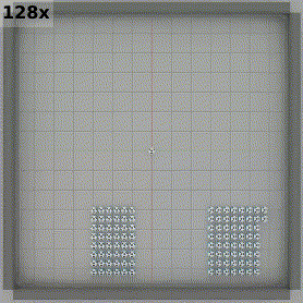 Isaac Sim simulation of 107 robots forming a calligraphic H assembly in 128x speed